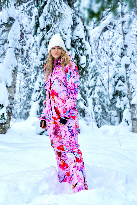 Sieviešu ziemas slēpošanas/snovborda kombinezons rozā krāsā