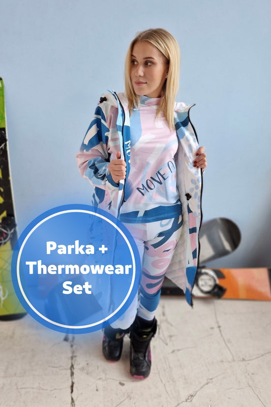 SET: Pink Winter Parka + Thermowear Top + Leggings