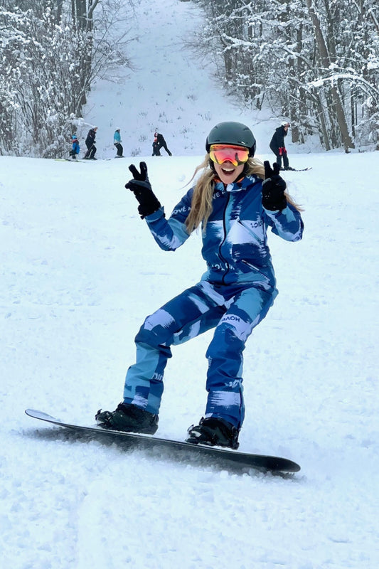 Ziemas slēpošanas/snovošanas kombinezons zilās un pelēkās krāsā
