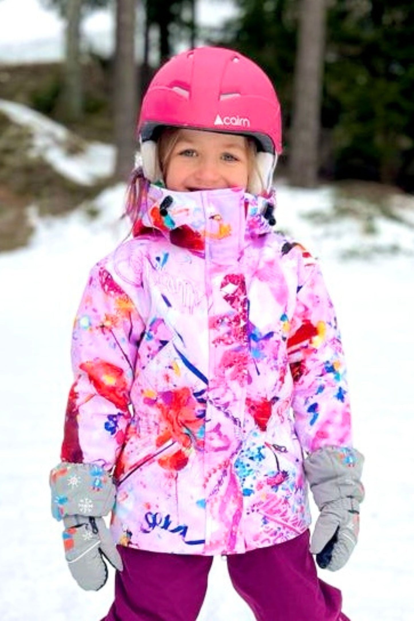 Girls winter parka with pink colors