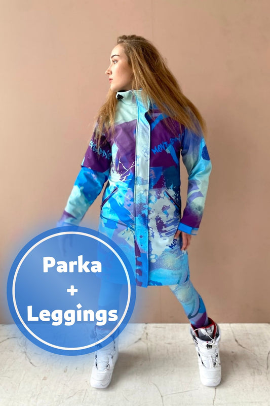 SET: Purple Winter Parka + Thermowear Top + Leggings