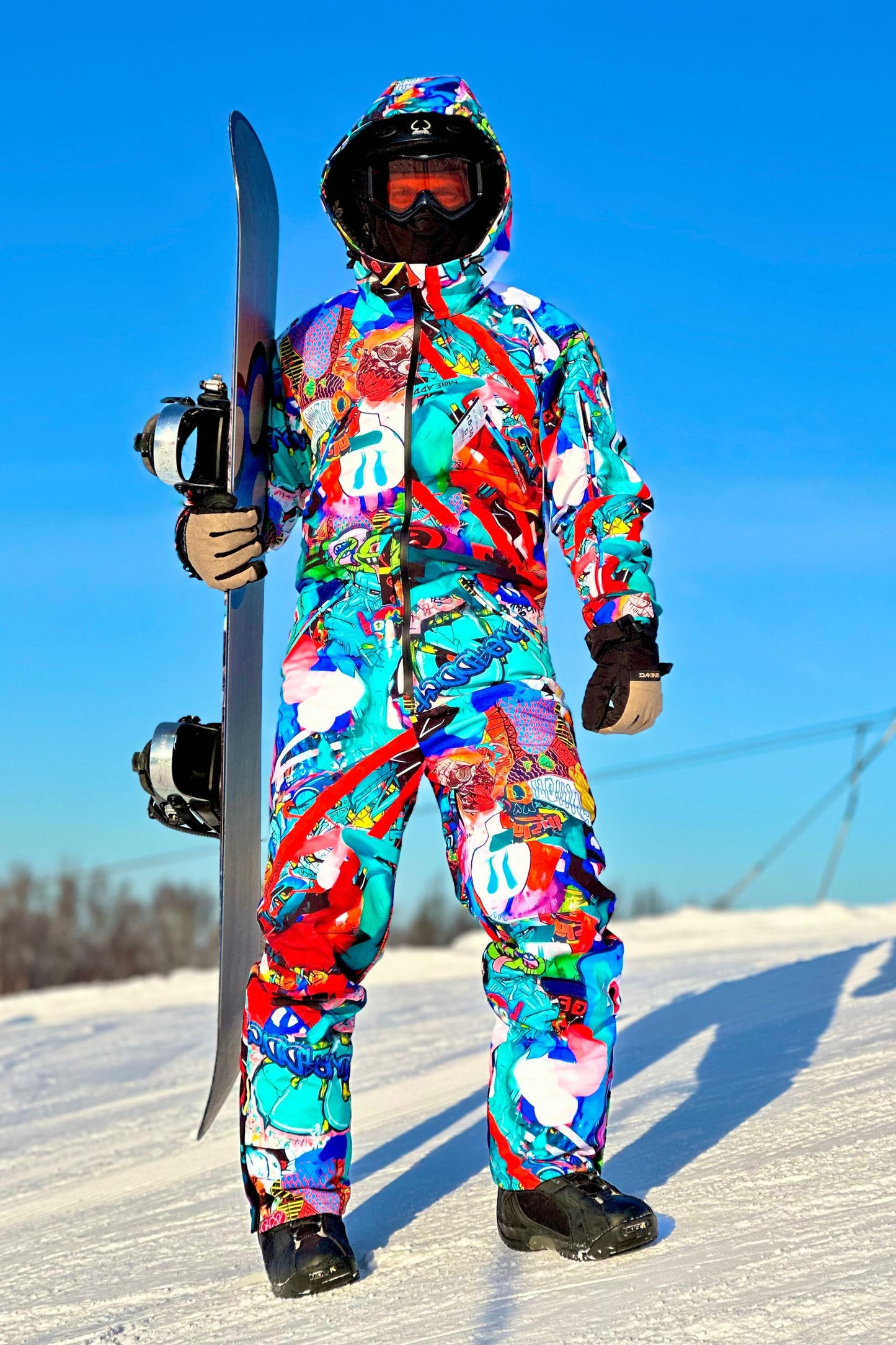 Vīriešu ziemas slēpošanas/snovborda kombinezons ar mošķu apdruku