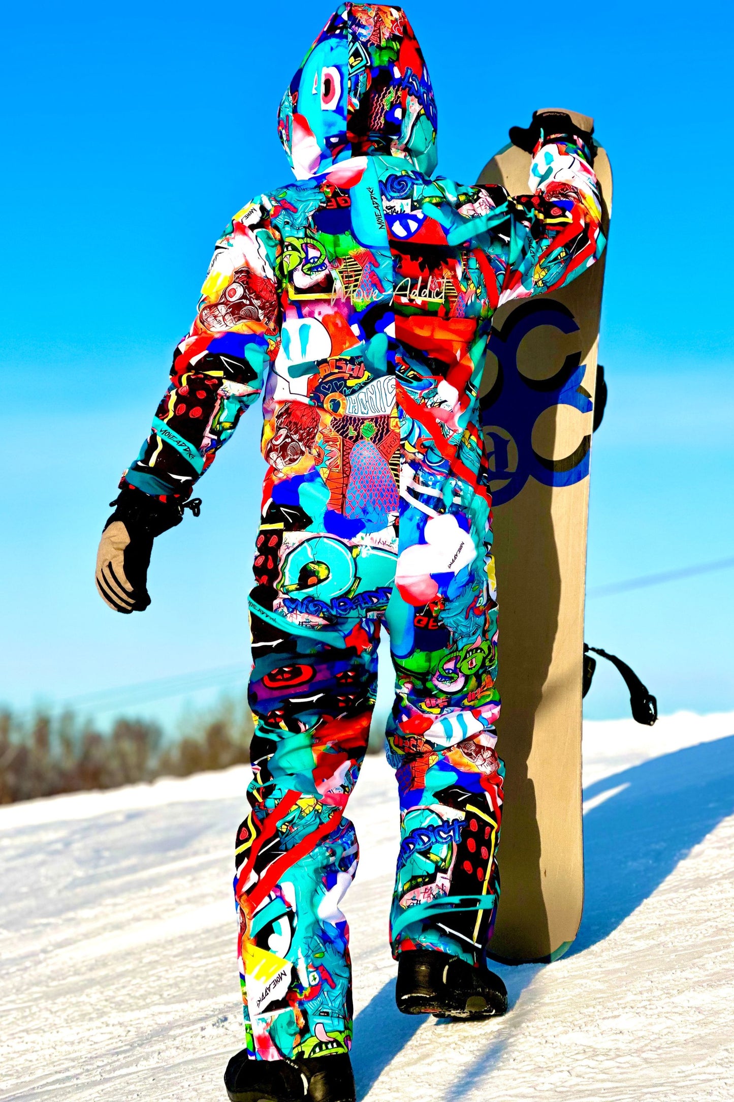 Men's Winter ski / snowboard onesie with crazy print / Snowsuit