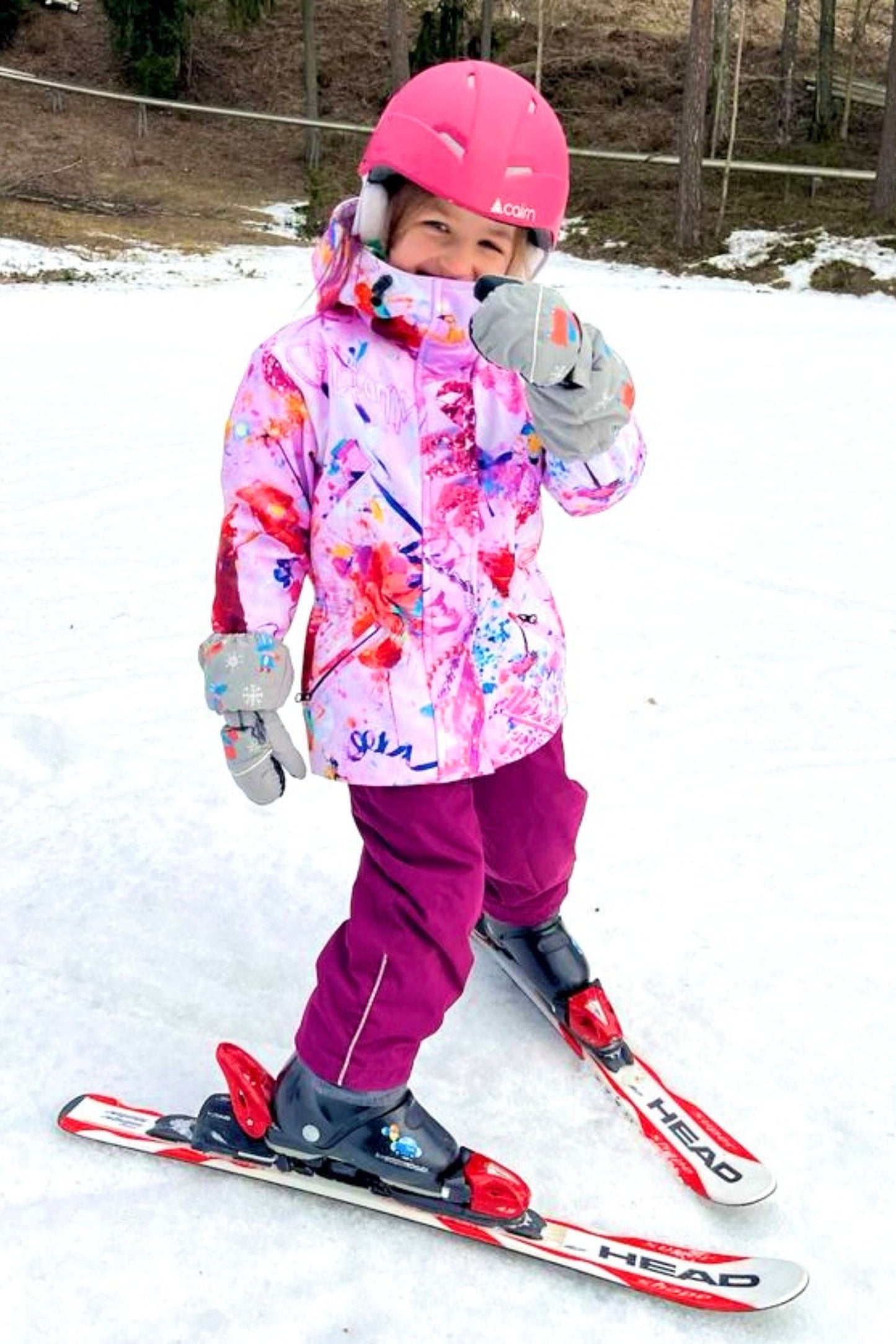 Girls winter parka with pink colors