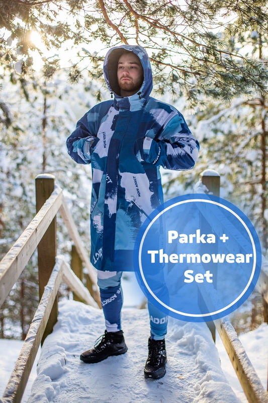 SET: Grey Winter Parka + Thermowear Top + Leggings