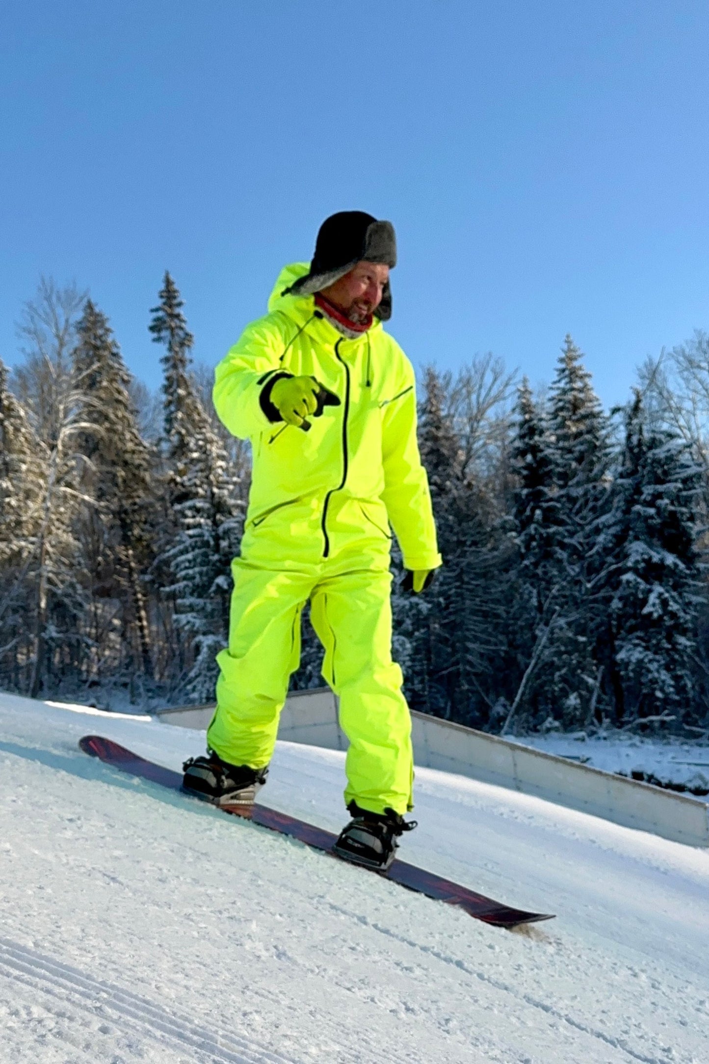 Men's winter ski / snowboard onesie Neon Yellow color / Snowsuit