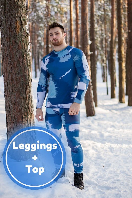 SET: Graue Winter-Thermounterwäsche für Herren, Bergbekleidung, Snowboard-Stil, Herren-Leggings und -Oberteil, Herren-Bergbekleidung, Herren-Leggings