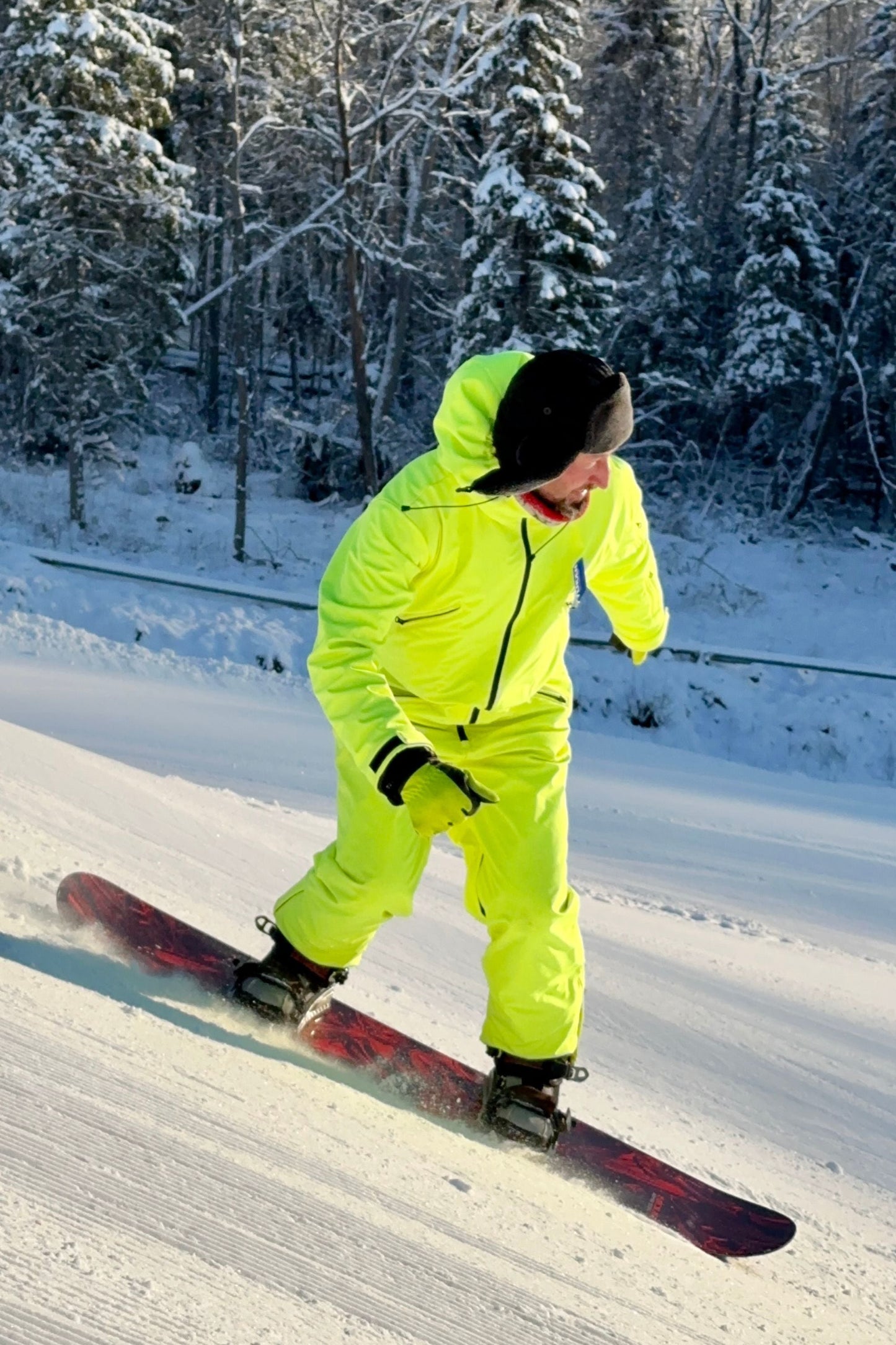 Vīriešu ziemas slēpošanas/snovborda kombinezons neona dzeltenā krāsā