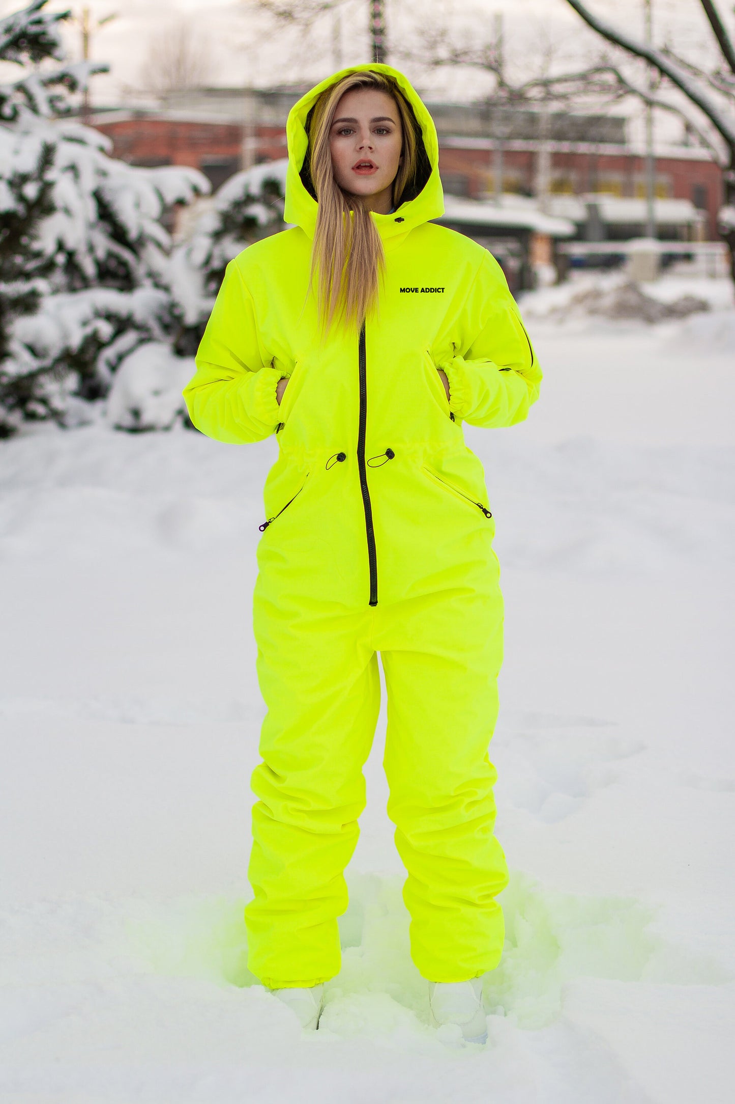 Women`s winter ski / snowboard suit Neon Yellow color / Snowsuit