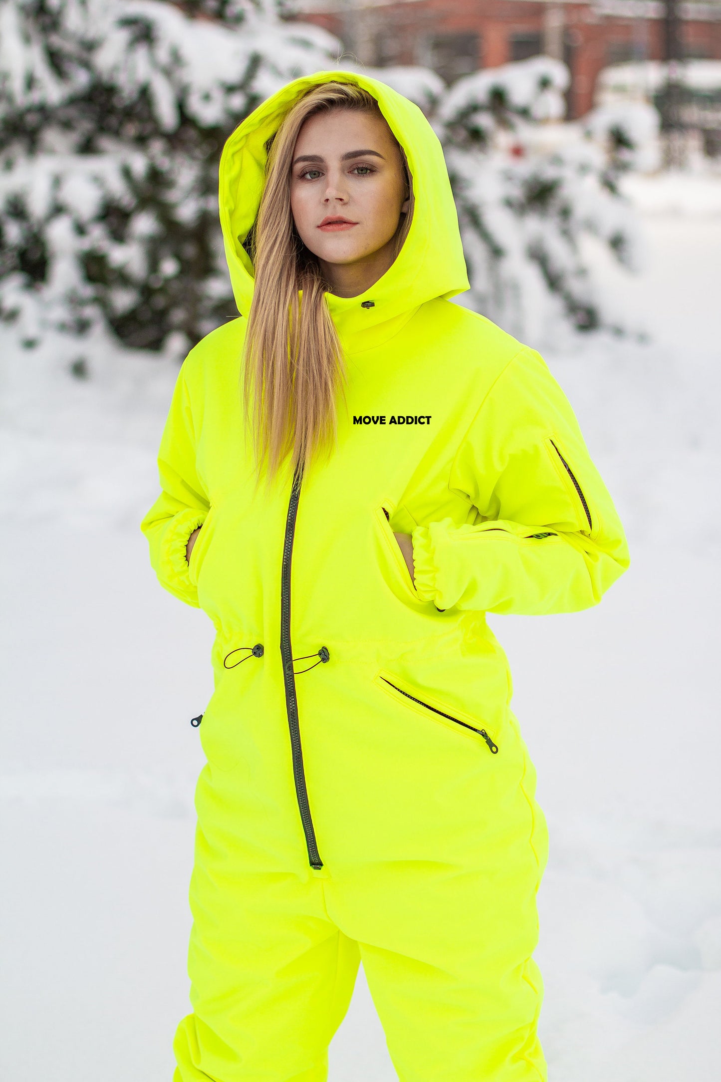 Women`s winter ski / snowboard suit Neon Yellow color / Snowsuit