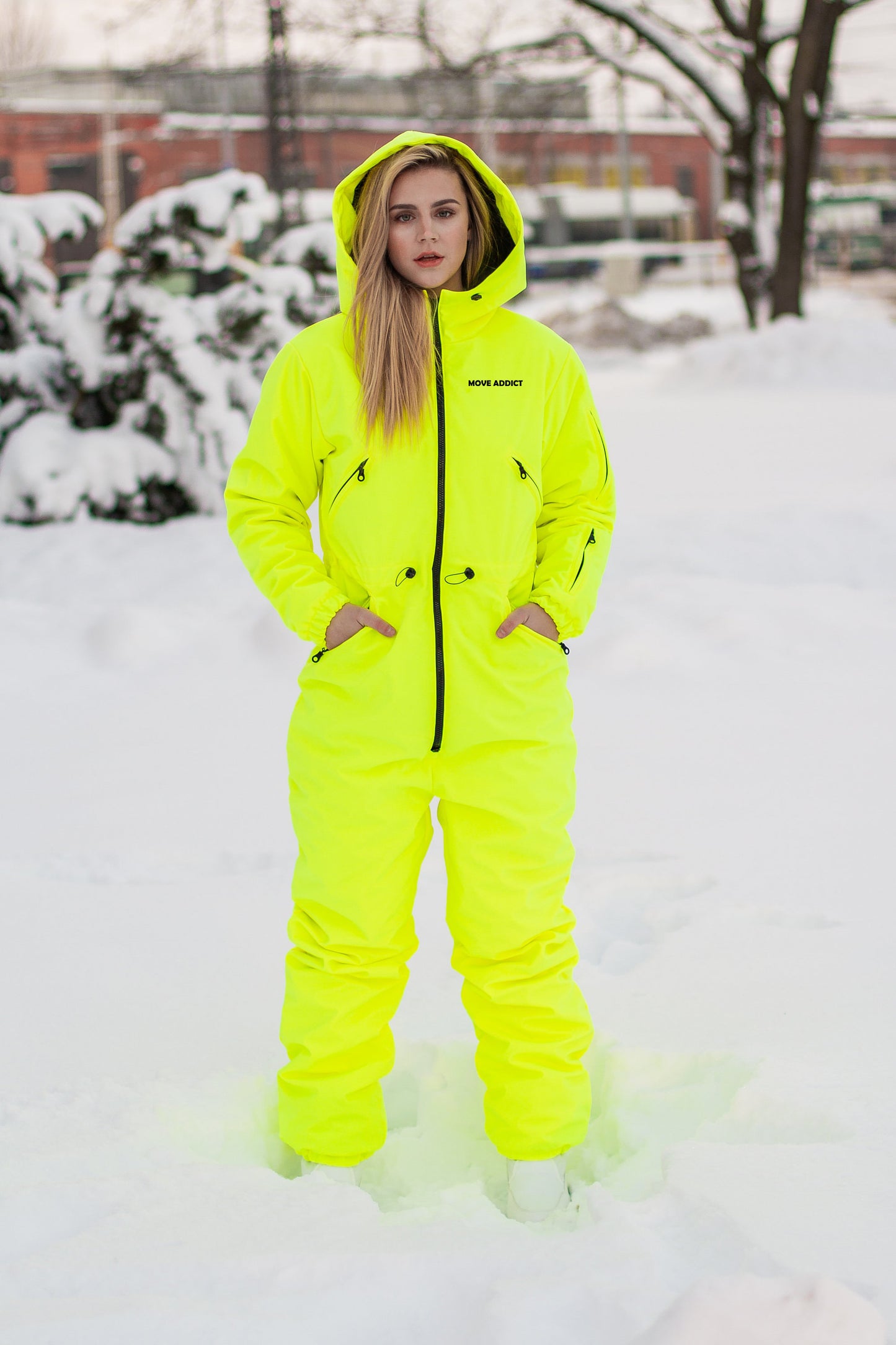 Women`s winter ski / snowboard suit Neon Yellow color / Snowsuit
