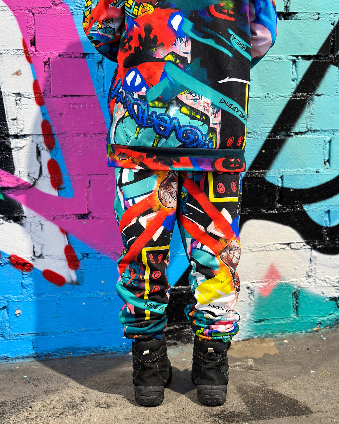Child wearing MoveAddict Monster Party print kids' joggers - pants detail, legs