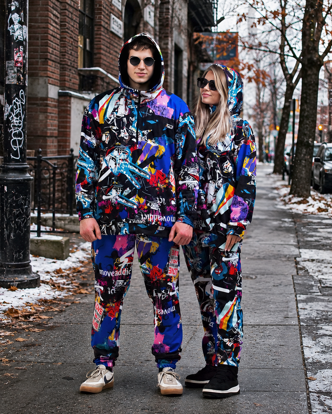 Men's Graffiti Print Hoodie & Jogger Pants "Love & Peace"