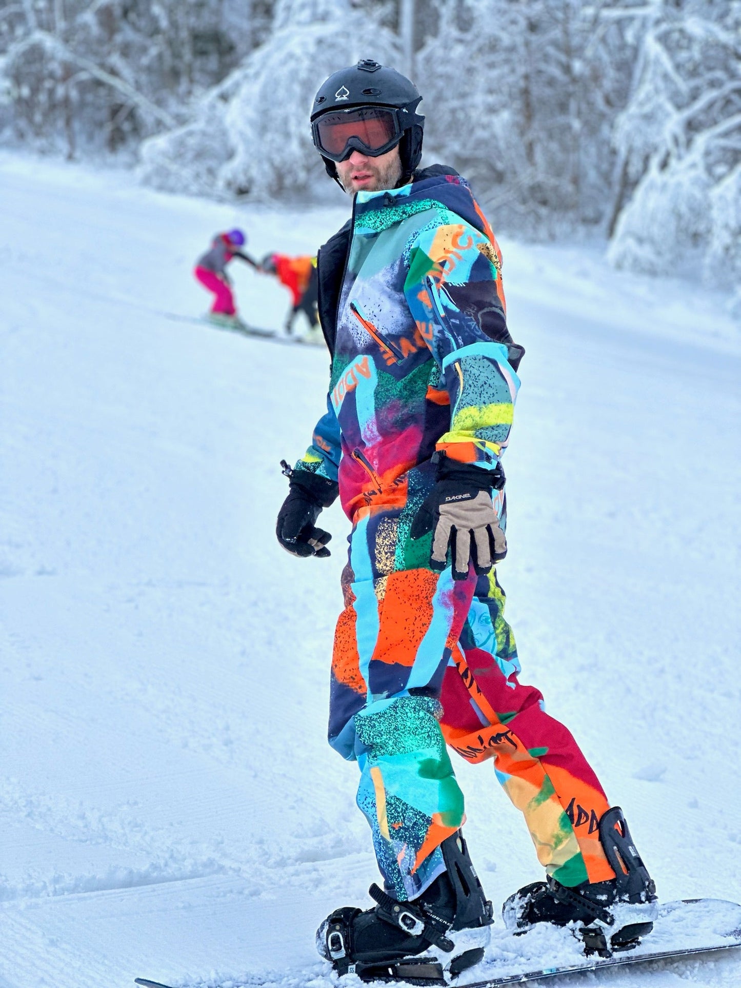 Vīriešu ziemas slēpošanas/snovborda kombinezons oranžās krāsās