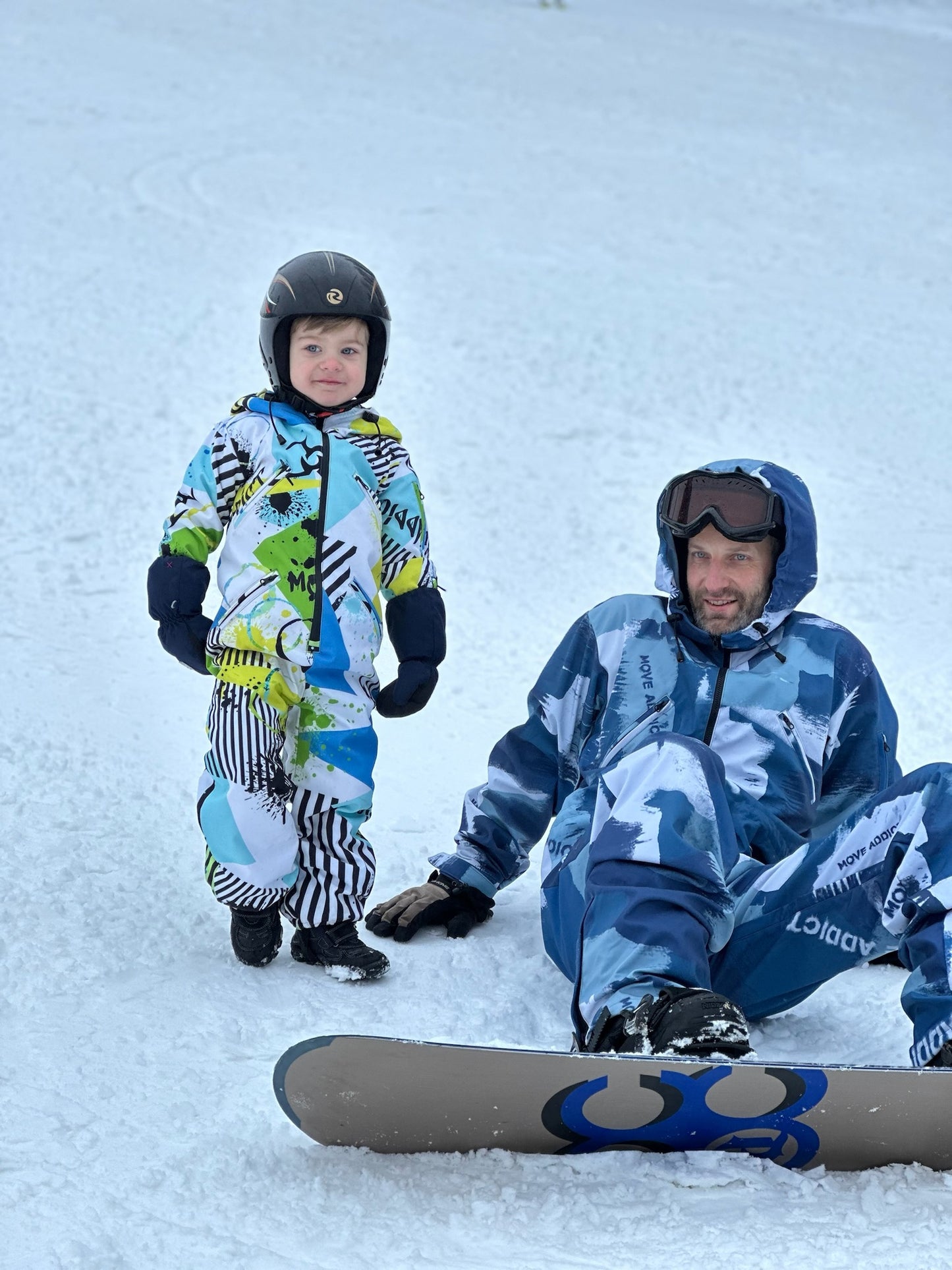 Vīriešu ziemas slēpošanas/snovborda kombinezons zilās un pelēkās krāsās