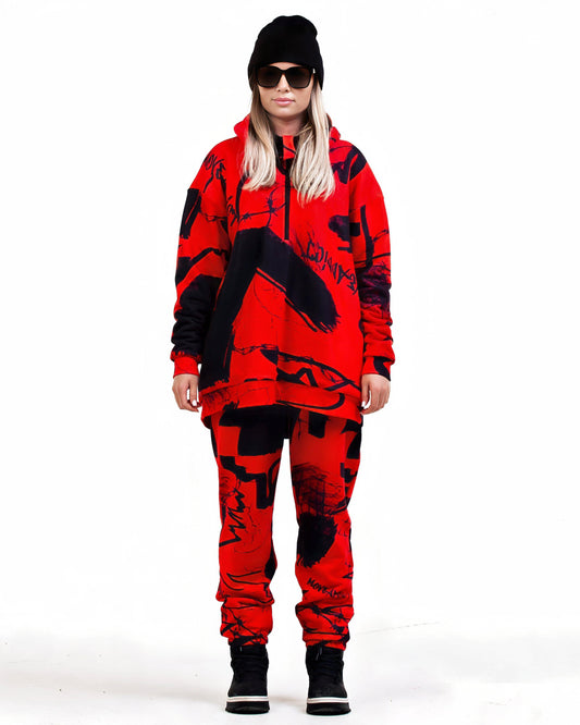 Edgy Red Women's Hoodie & Joggers
