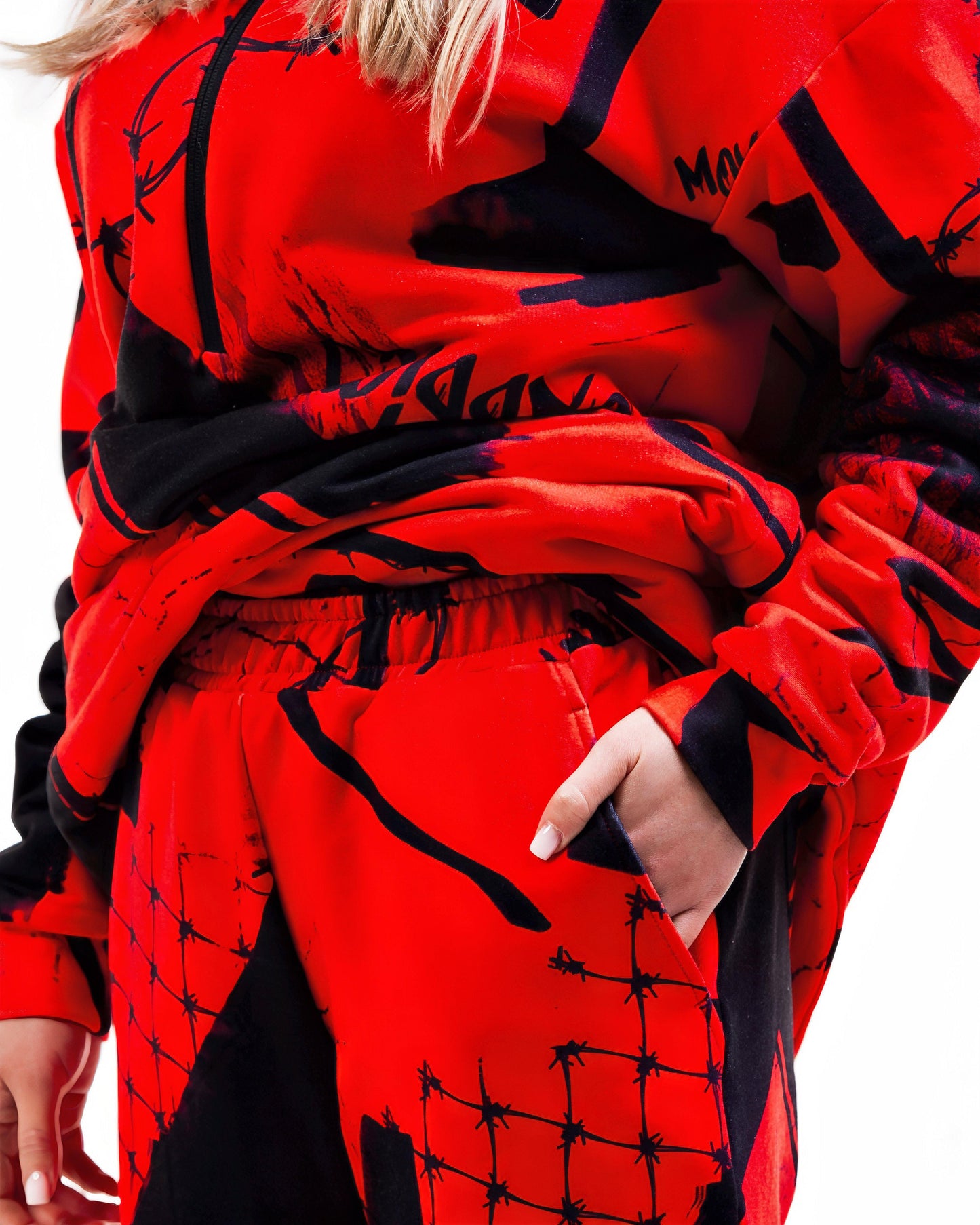 Edgy Red Women's Hoodie & Joggers