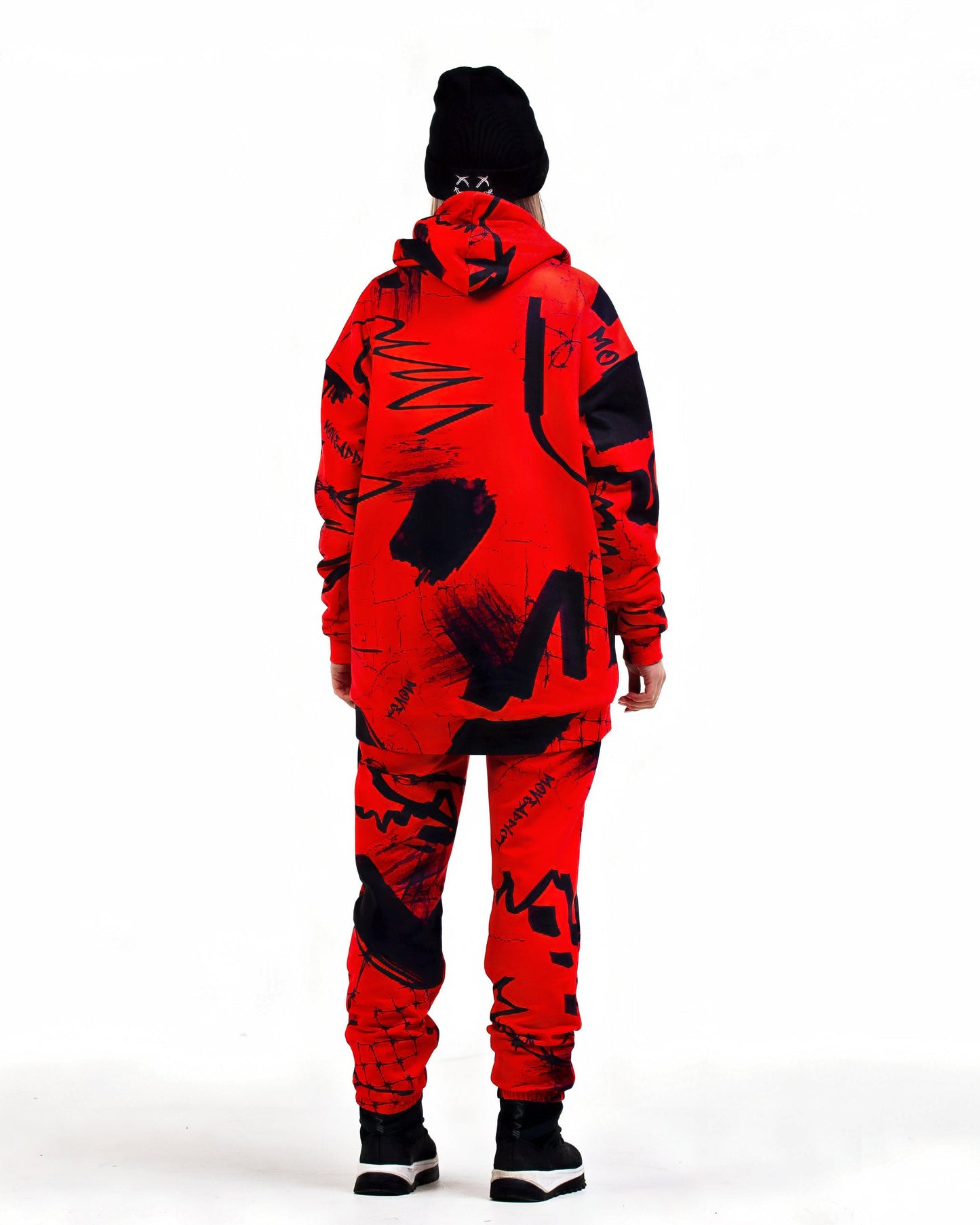 Edgy Red Women's Hoodie & Joggers