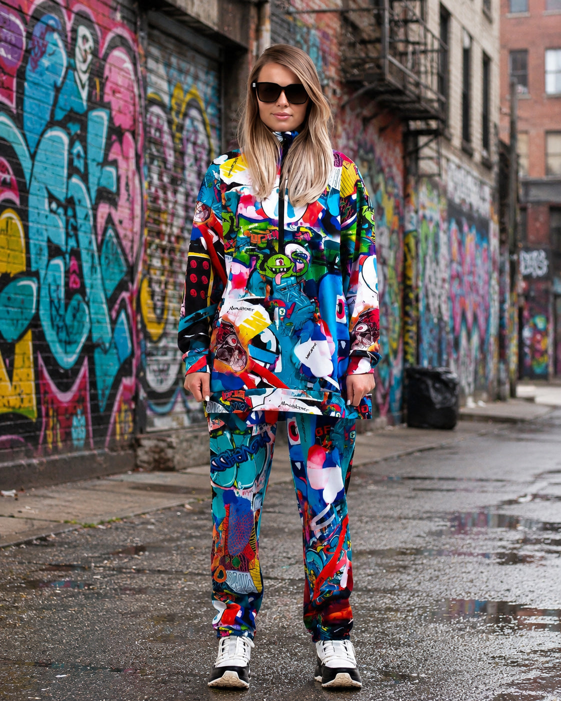 Women's Graffiti print Hoodie & Jogger Pants "Monter Party"