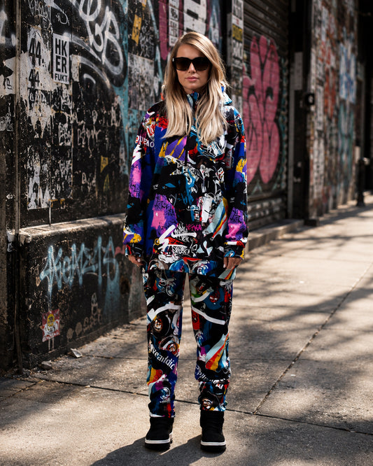 Women's Graffiti Print Hoodie & Jogger Pants "Love & Peace"