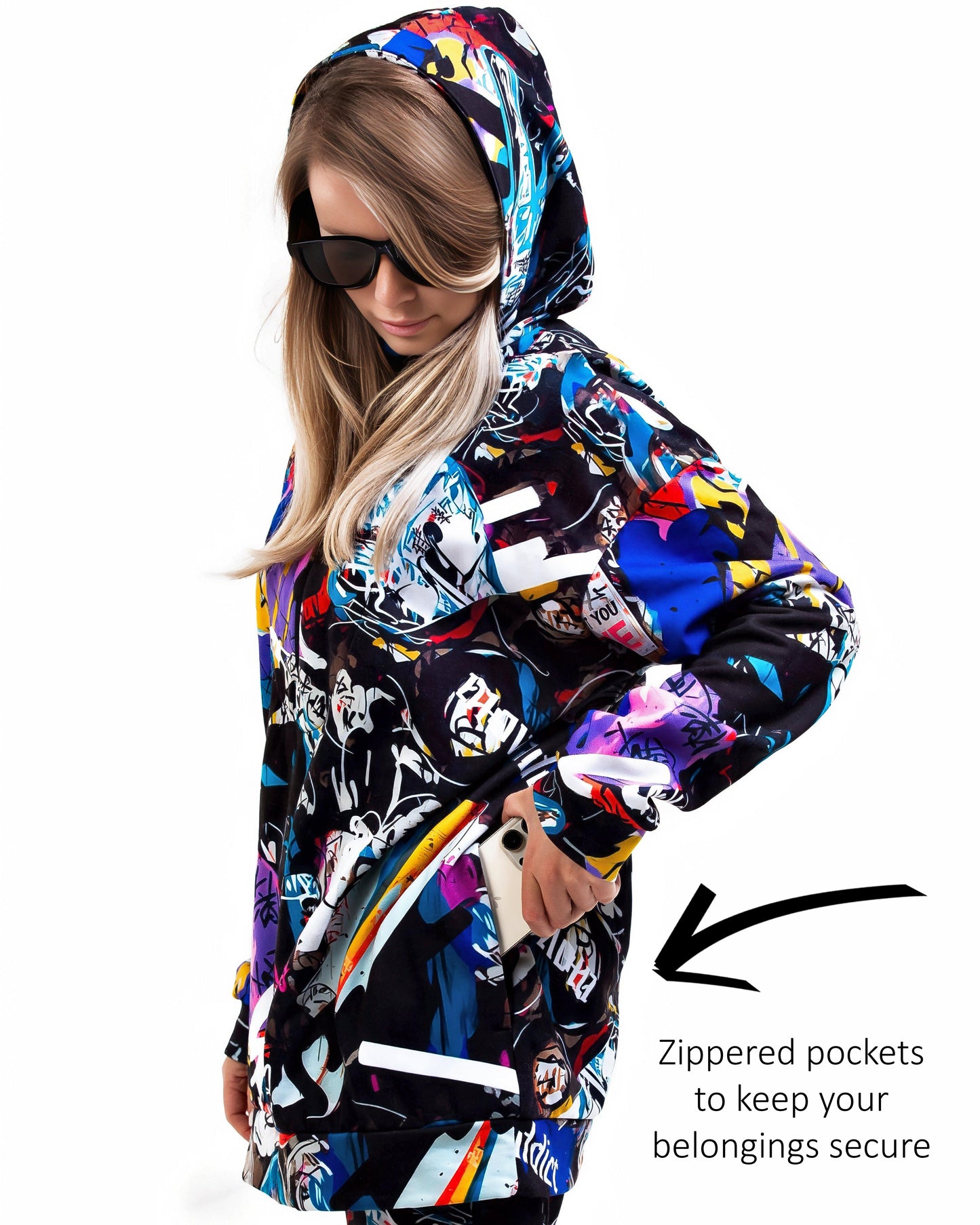 Women's Graffiti Print Hoodie & Jogger Pants "Love & Peace"