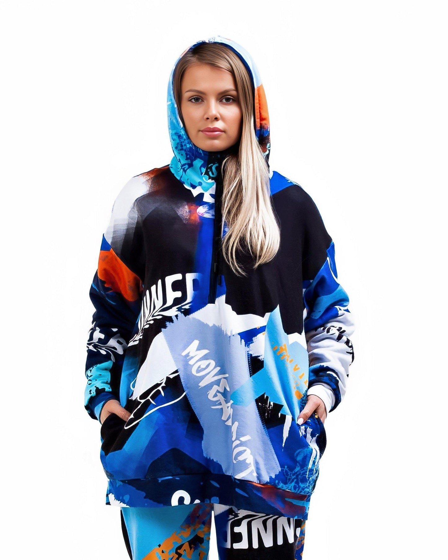 Kapuzenpullover mit Taschen, Langarm-Hoodie, Sweatshirt mit Kapuze, Damen-Hoodie, Plus-Size-Hoodie, Damen-Plus-Size, Sportbekleidung, bunter Hoodie