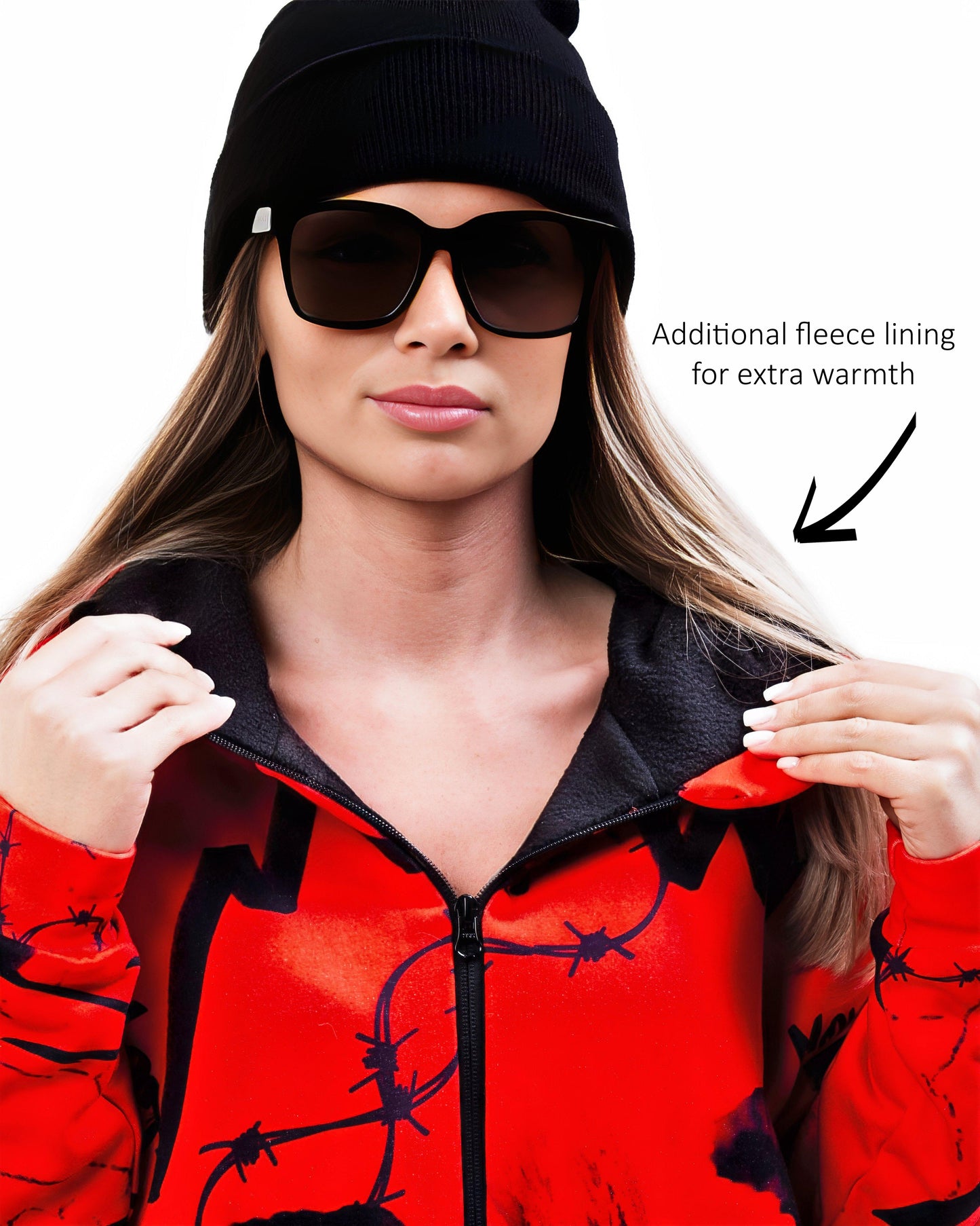 Edgy Red Women's Hoodie & Joggers