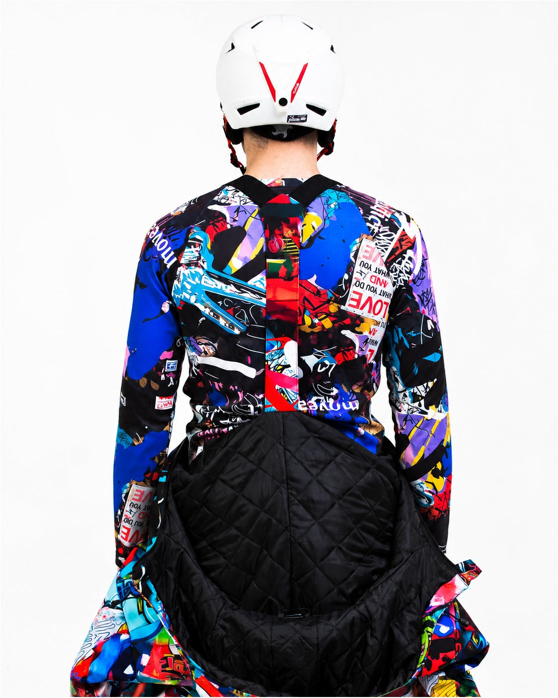 Internal braces from the back – MoveAddict Monster Party print men's snowsuit