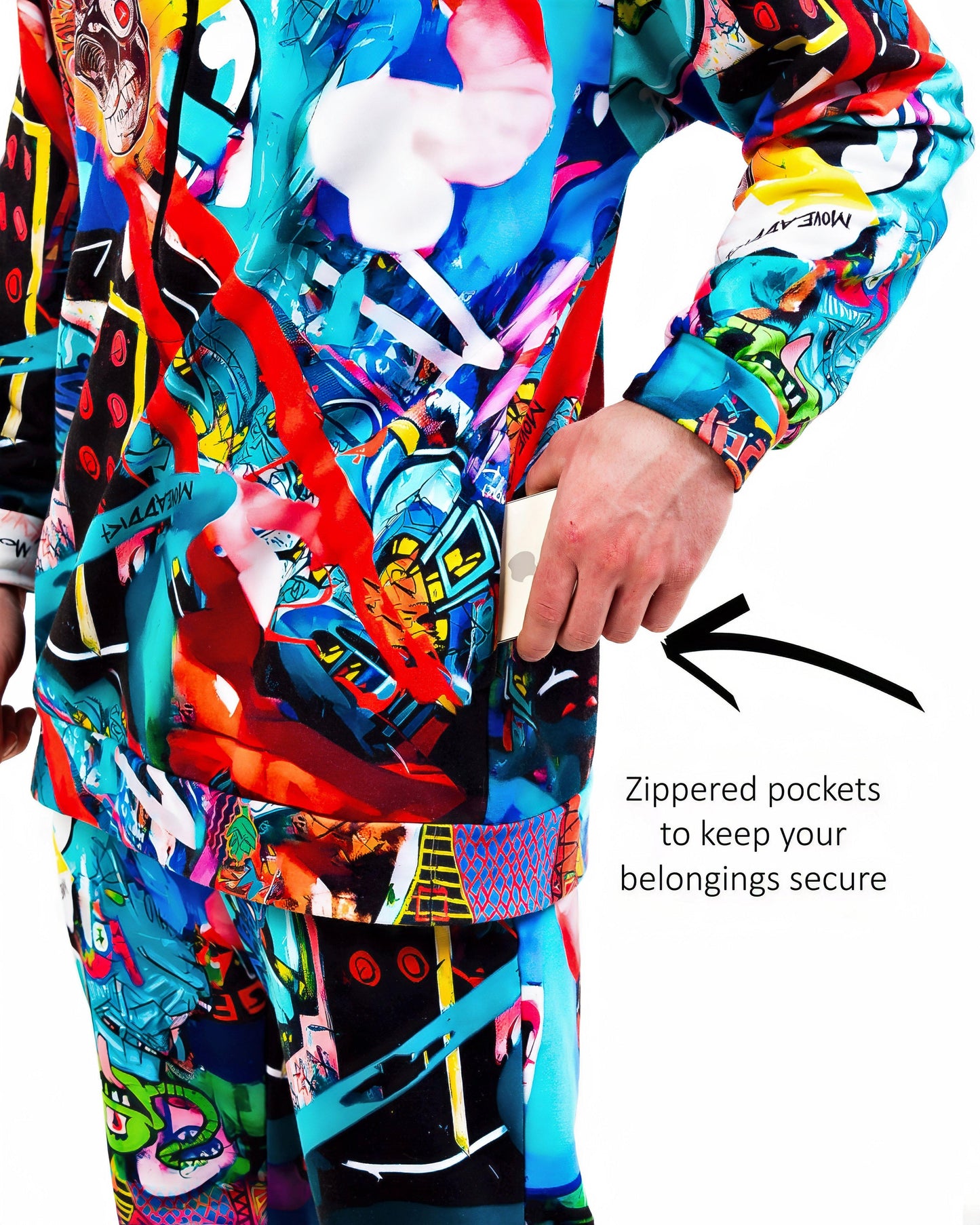 Men's Graffiti Print Hoodie & Jogger Pants "Monster Party"