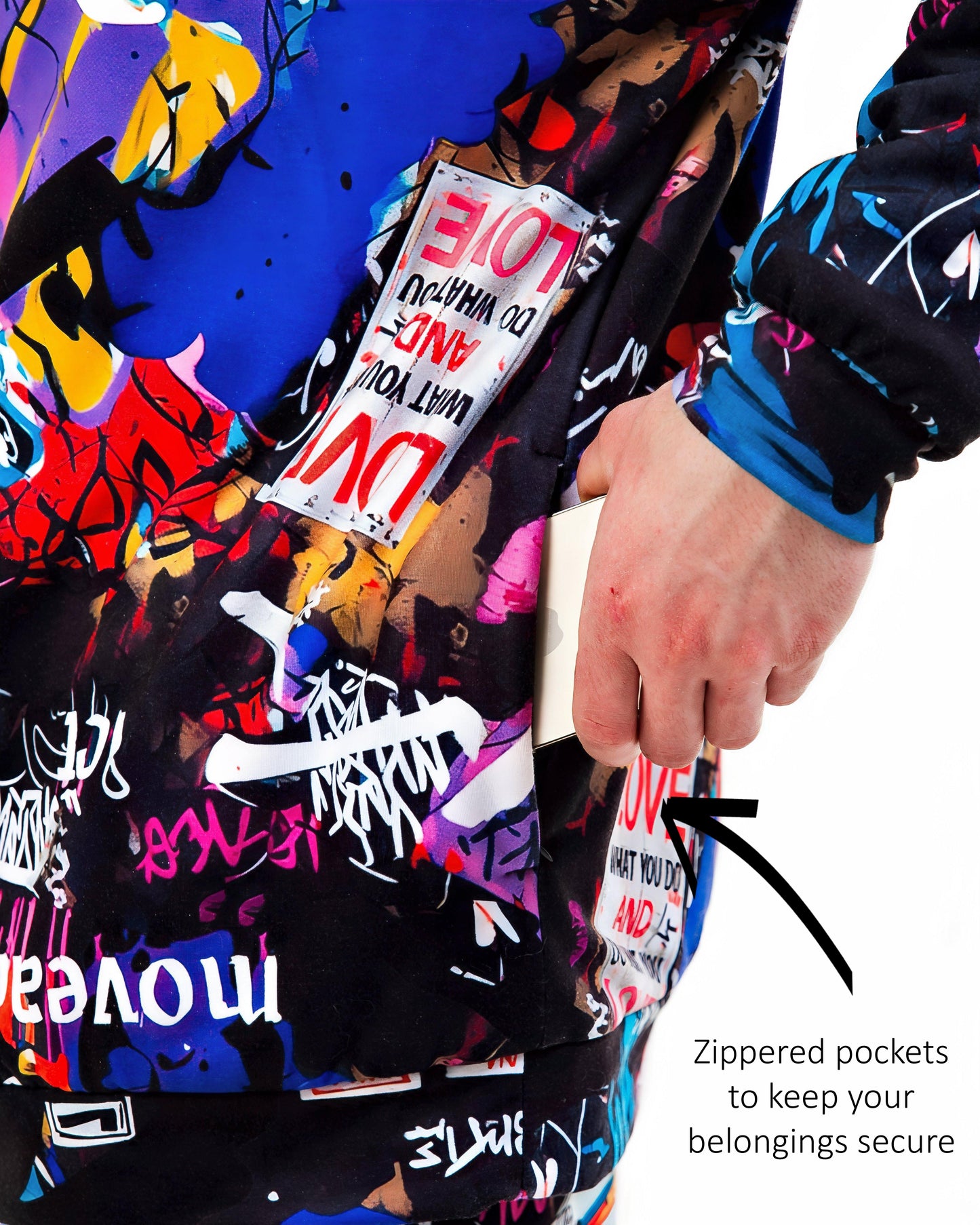 Men's Graffiti Print Hoodie & Jogger Pants "Love & Peace"