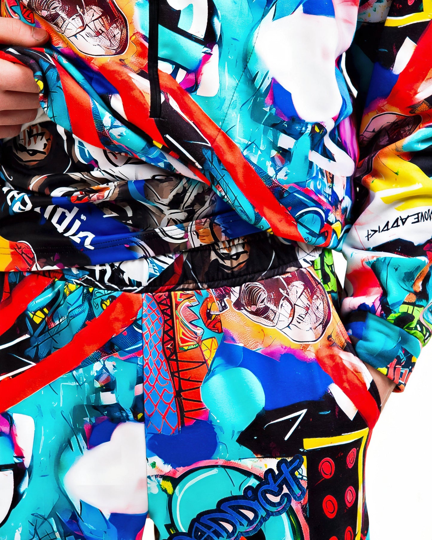 Men's Graffiti Print Hoodie & Jogger Pants "Monster Party"