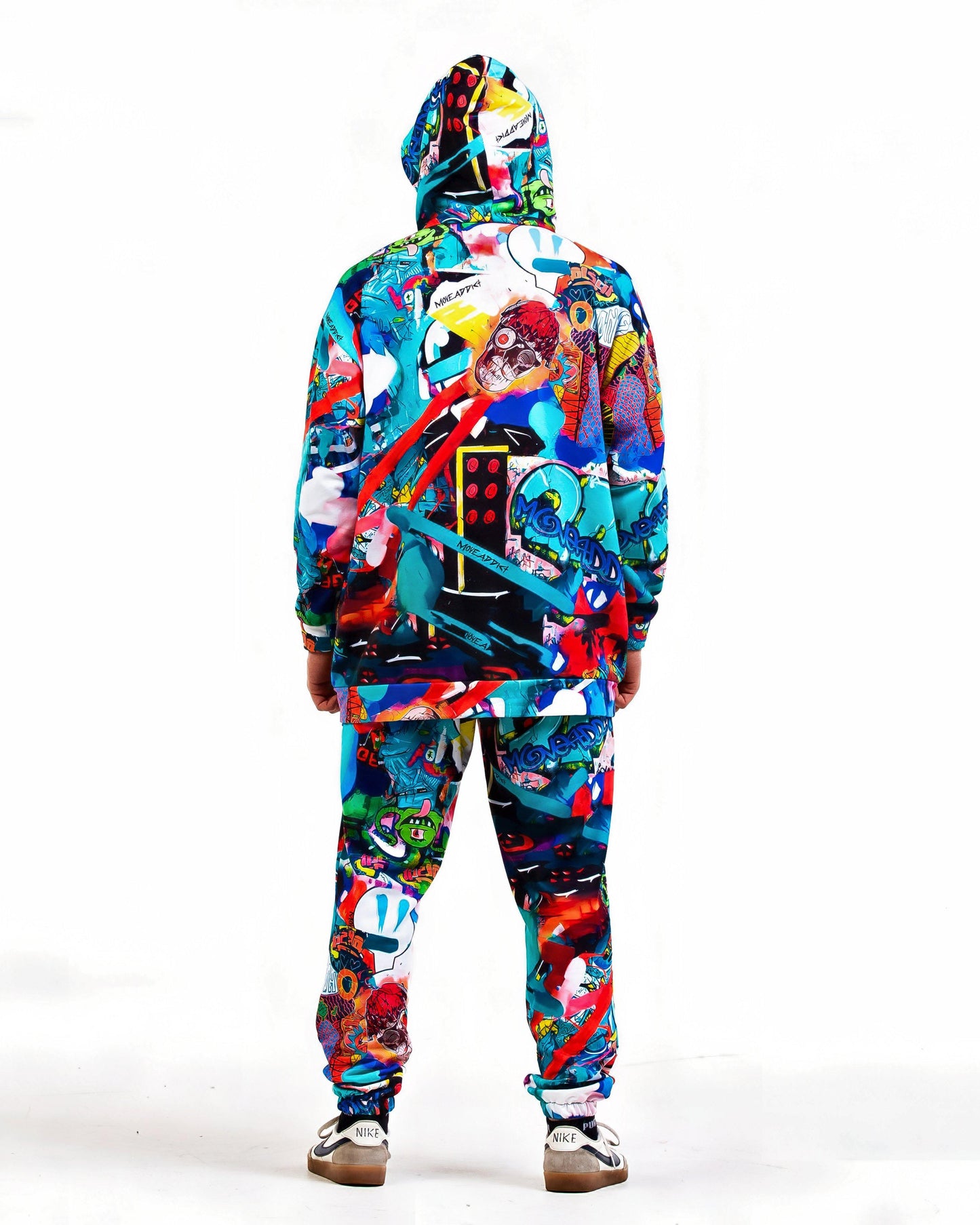 Men's Graffiti Print Hoodie & Jogger Pants "Monster Party"