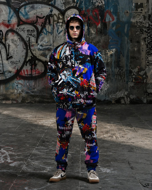 Men's Graffiti Print Hoodie & Jogger Pants "Love & Peace"