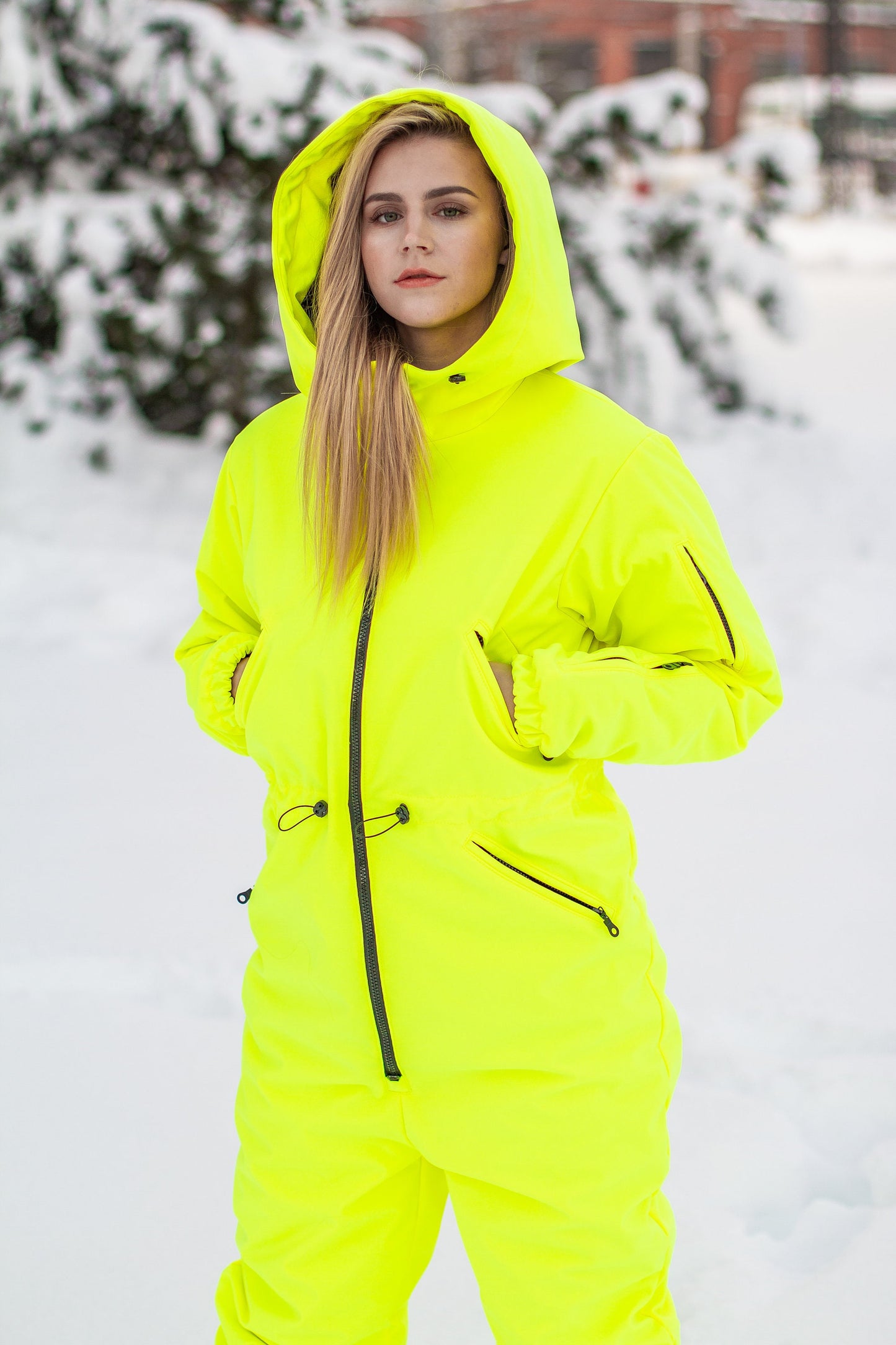 Rent of Women's Snowsuit, Neon Yellow color. Size 40. For height 155-167cm.