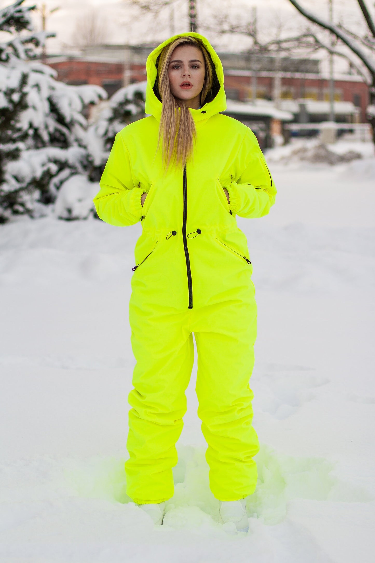Rent of Women's Snowsuit, Neon Yellow color. Size 40. For height 155-167cm.