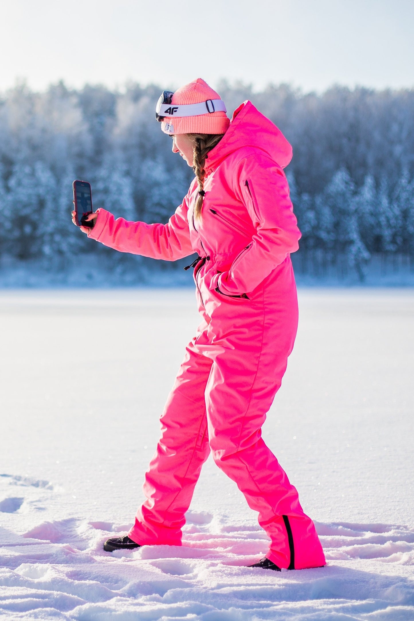 Rent of Women's Snowsuit, Neon Pink color. Size 34. For height 155-167 cm.