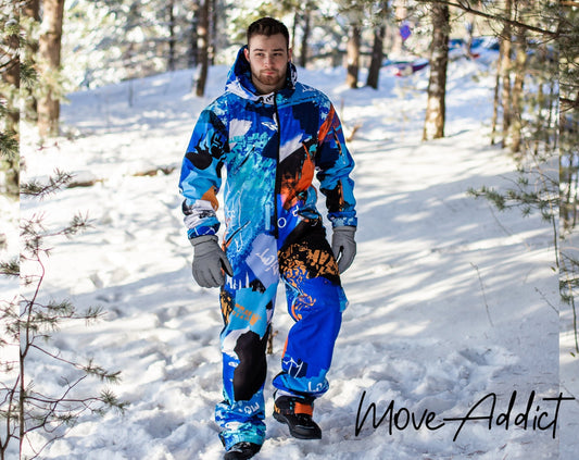Blue Winter Ski Jumpsuit, Snowboard Clothes, Snowboard Suit