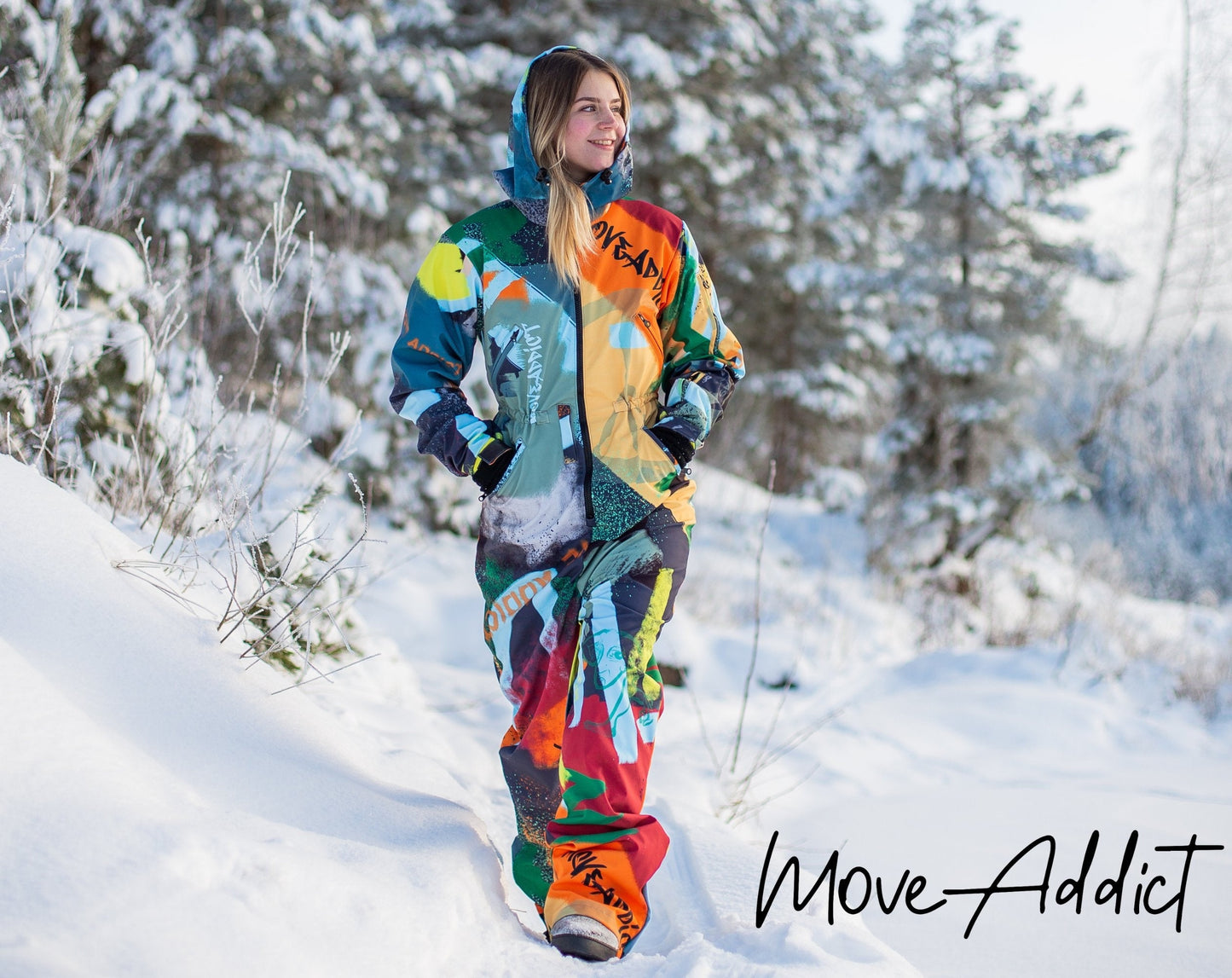 Orange Winter Ski Jumpsuit, Snowboard Clothes, Snowboard suit, Skiing Overall, Ski Suit Women, Jumpsuit winter, Colorful Snow Suit