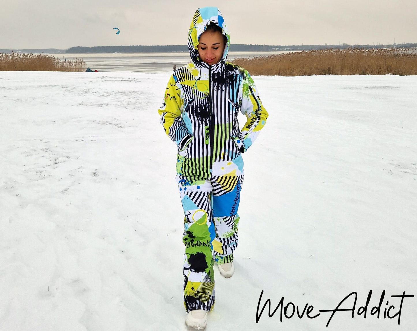 Rent of Women's Snowsuit, Green White color. Size 40. For height 155-167 cm.