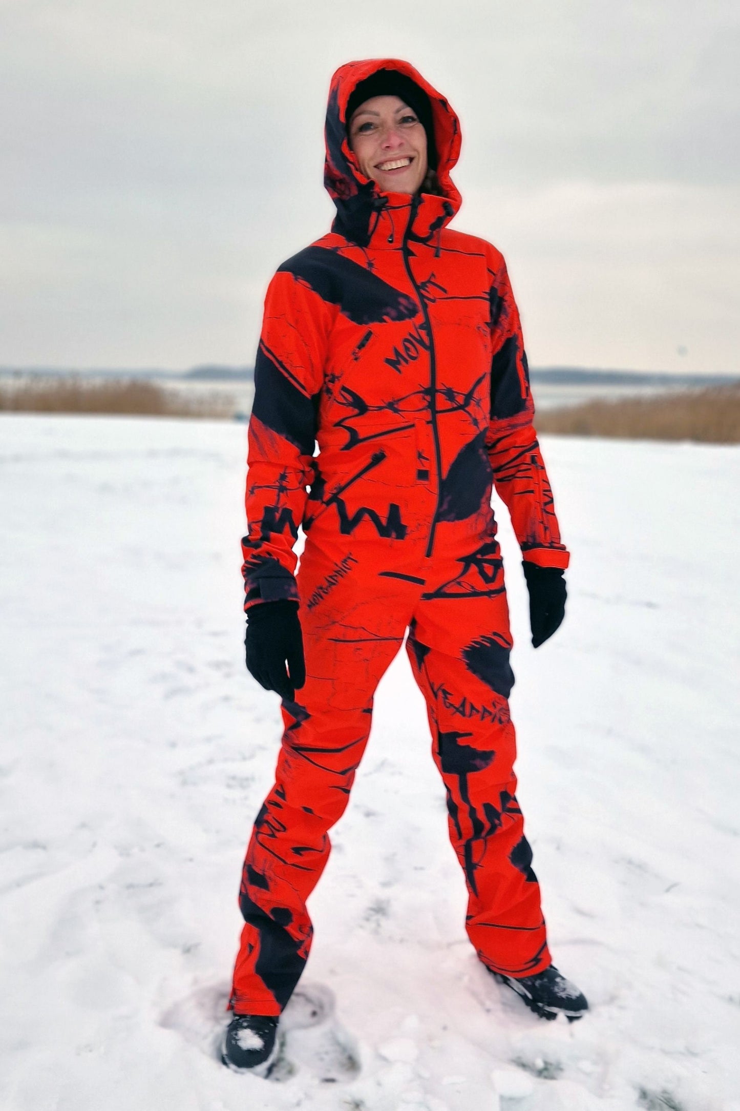 Rent of Women's Snowsuit, Red Black color. Size 42. For height 168-180 cm.