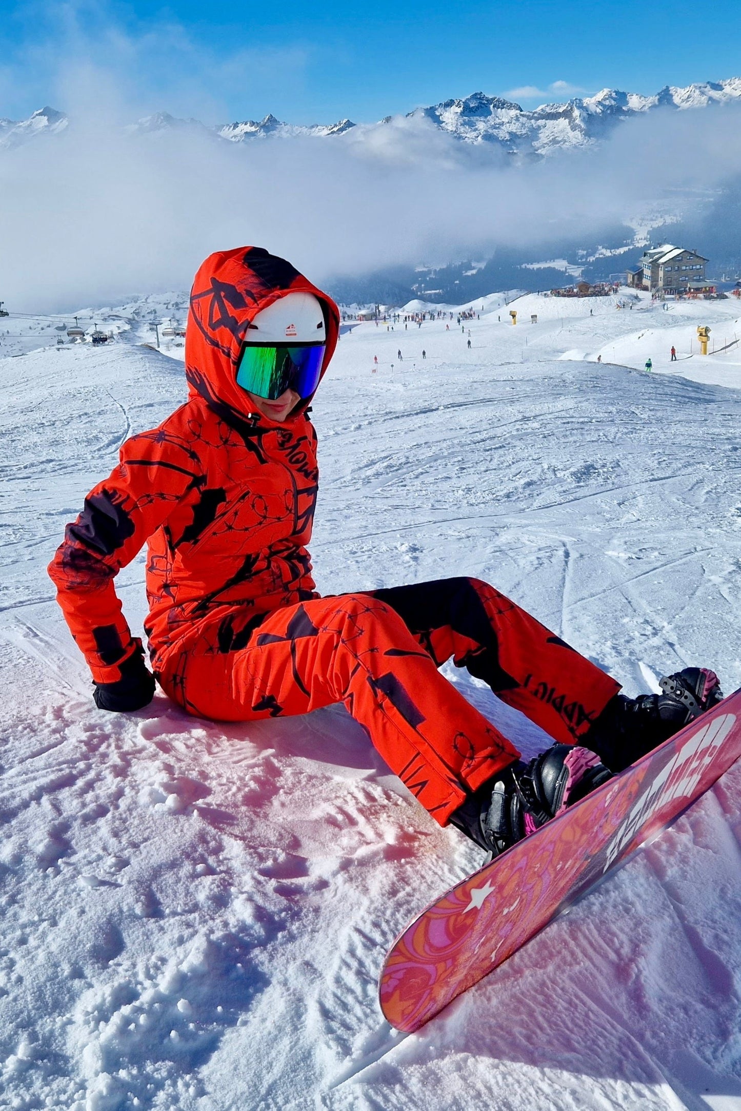 Rent of Women's Snowsuit, Red Black color. Size 42. For height 168-180 cm.