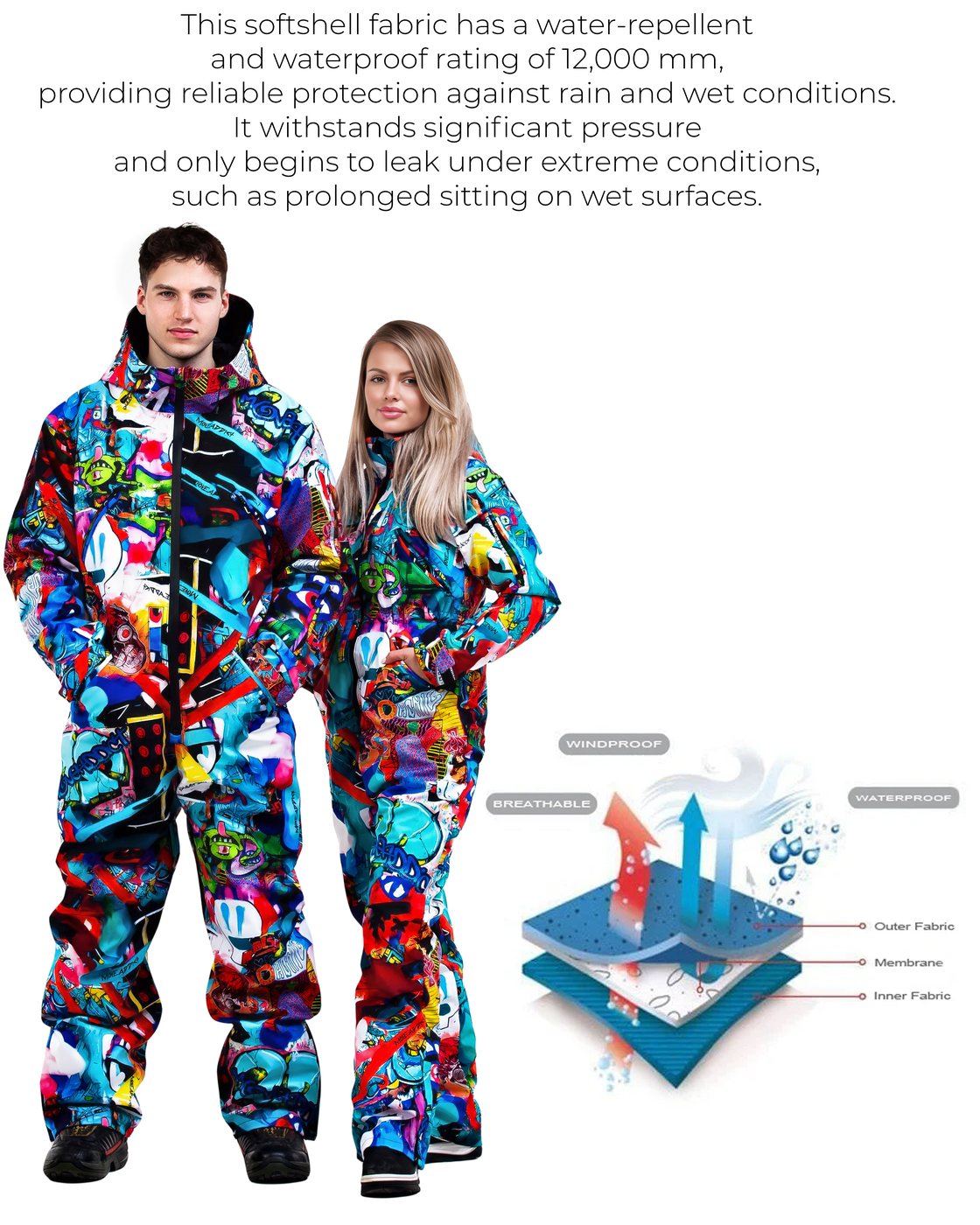 Waterproof softshell fabric 12,000 mm
