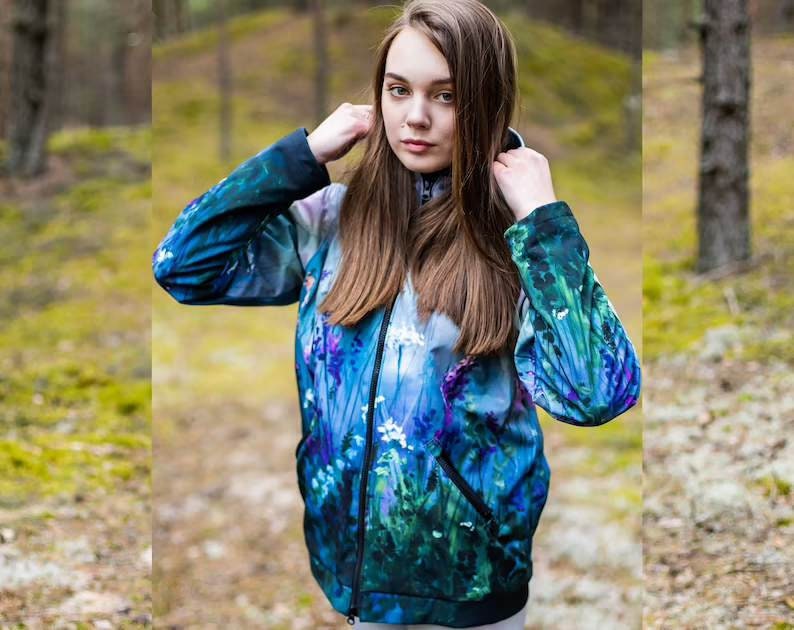 Elegant Jacket with flower print, Windproof Jacket, Sportwear, Women Sport Jacket, Floral Jacket, Printed Jacket, Spring Jacket