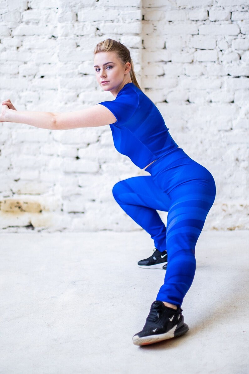 Blue leggings for woman, Sportswear, High waisted leggings, Sport Leggings, Yoga clothing, Leggings plus size, Ladies leggings
