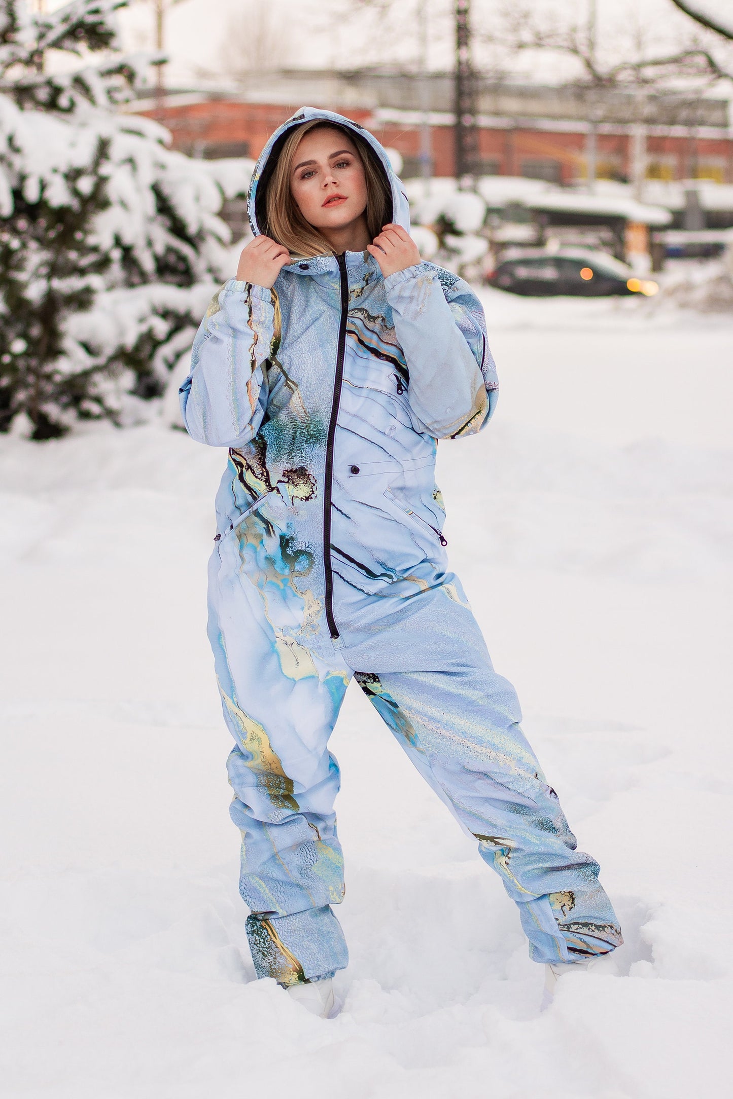 Light Blue Winter Onesie, Jumpsuit, snowboard clothes, Snowboard suit, Skiing Overall, ski suit women, Sportswear, Jumpsuit winter, Snow