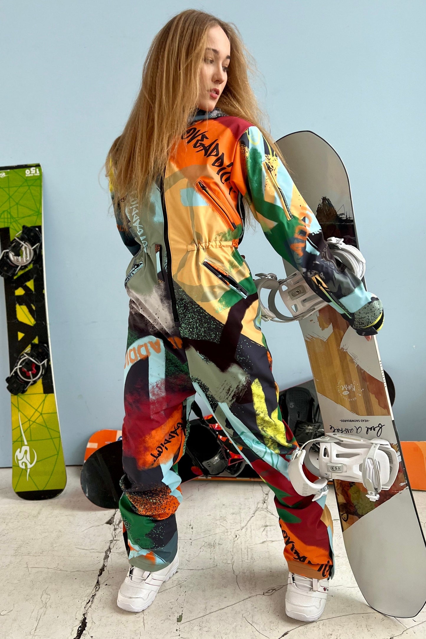 Orange Winter Ski Jumpsuit, Snowboard Clothes, Snowboard suit, Skiing Overall, Ski Suit Women, Jumpsuit winter, Colorful Snow Suit