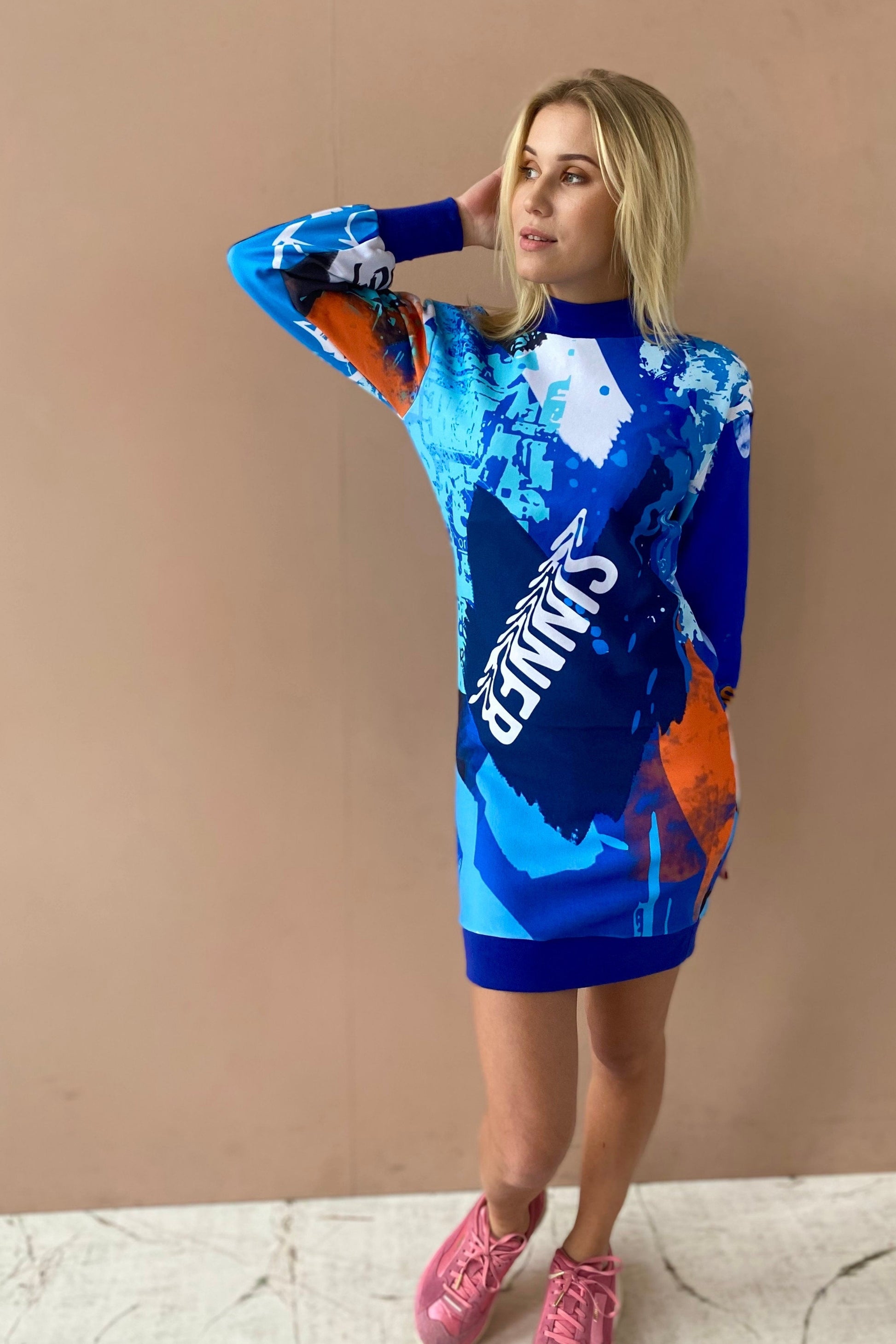 Blue tunic dress with balloon sleeves MoveAddict Blue tunic dress with balloon sleeves MoveAddict