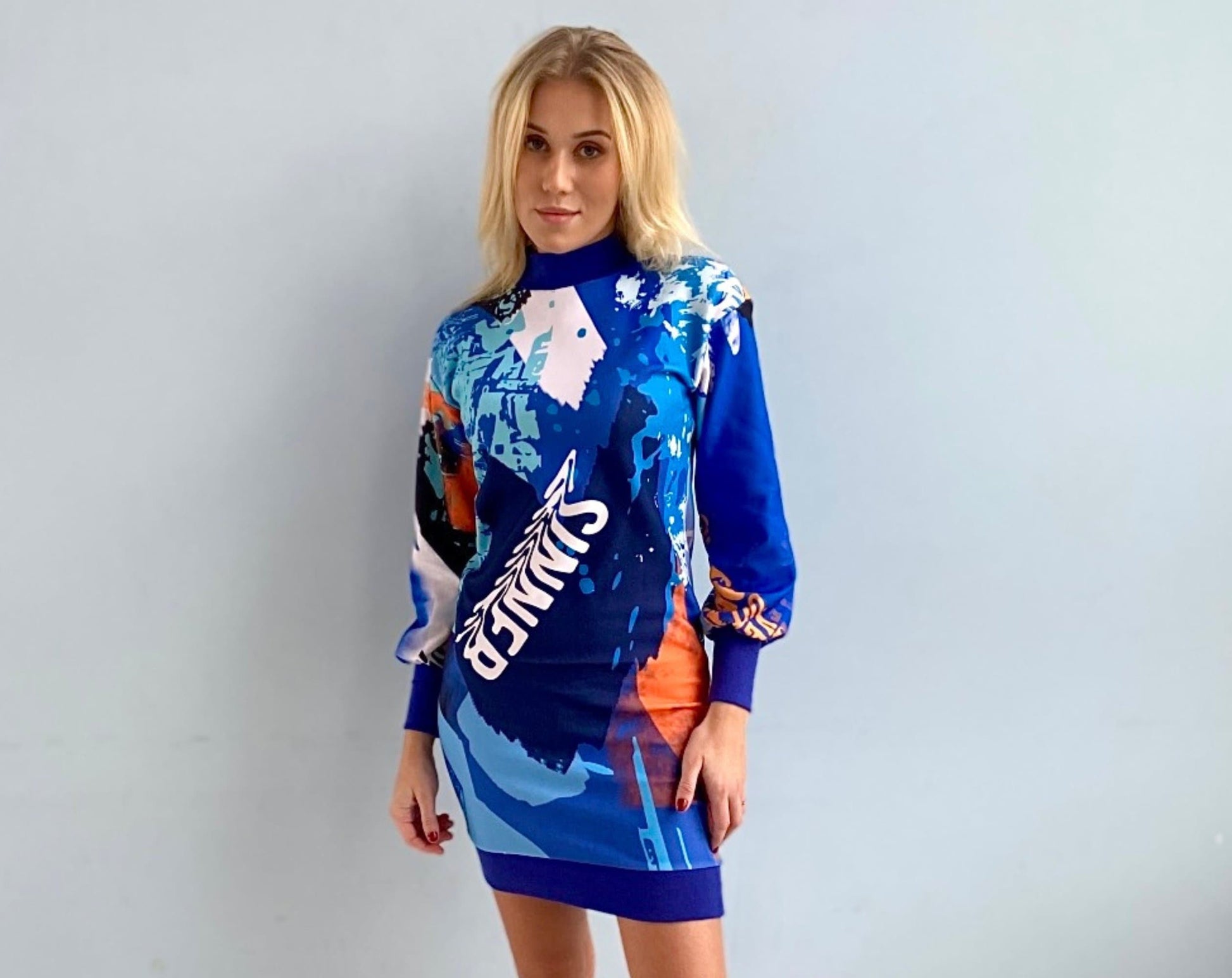 Blue tunic dress with balloon sleeves MoveAddict Blue tunic dress with balloon sleeves MoveAddict