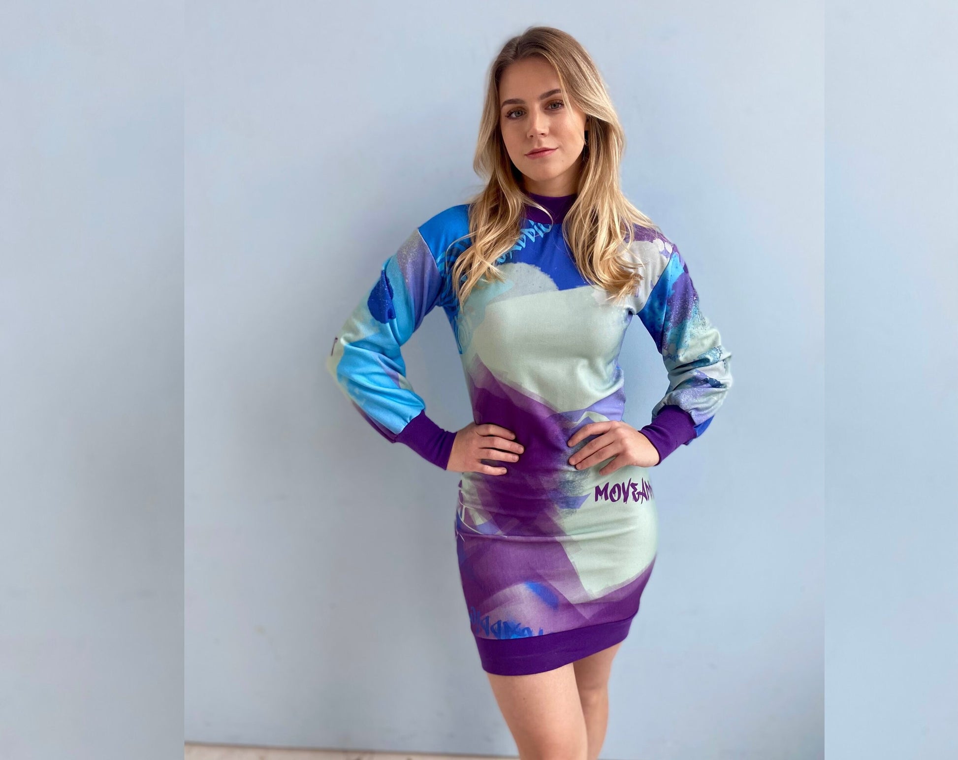purple jumper dress womens Snapback Sweater Dress (PURPLE)