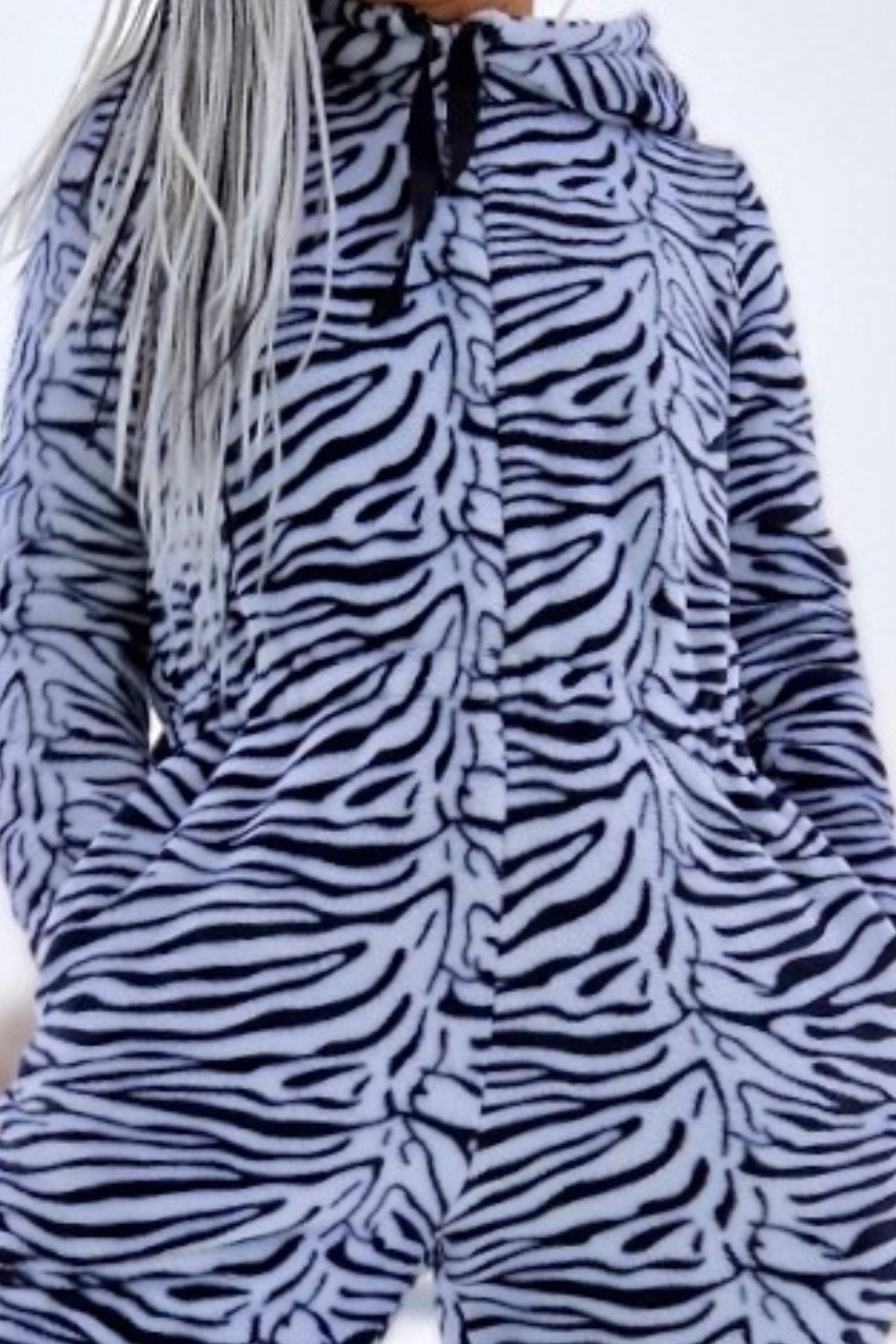 Zebra Onesie, Women fleece Onesie, Adult Onesie, Hooded Women Jumpsuite, Women Pajama, Fleece Pajama, Warm Winter Homewear